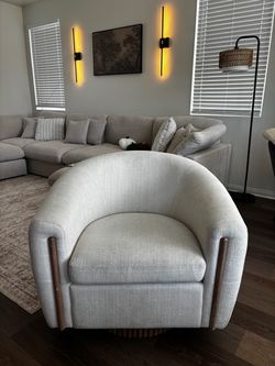 Modern Barrel Accent Chair Light Beige