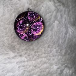 Druzy Stone Pendant Multicolor Round Charm Hot Pink & Cobalt Blue