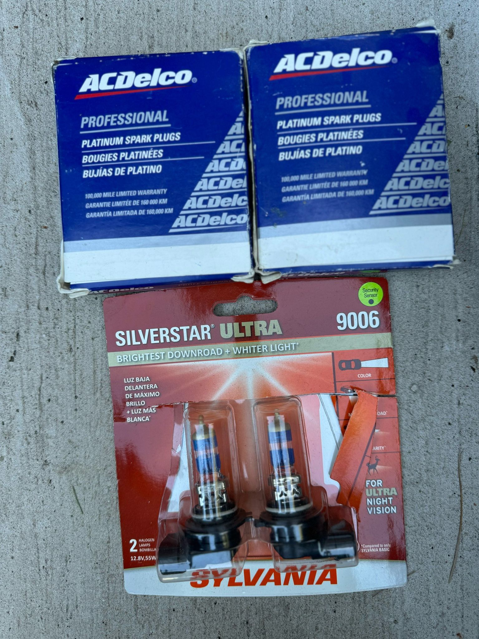 NEW Spark Plugs (2) & Bulb for Headlight (2)