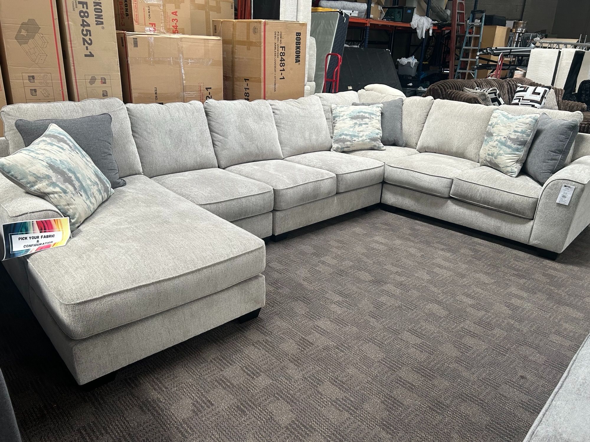 Gorgeous deep light gray sectional couch