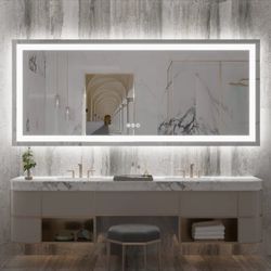 88''x38''Tempered Glass Frameless LED Bathroom Mirror with Front ONE YEAR WARRANTY