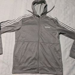 Minty Adidas Men’s Full Zip Tech Climawarm Fleece Lined Hoodie Gray Size Medium