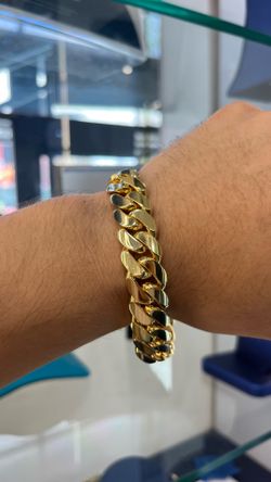 Miami Cuban Link Bracelet Gold Over Silver 16MM 9”