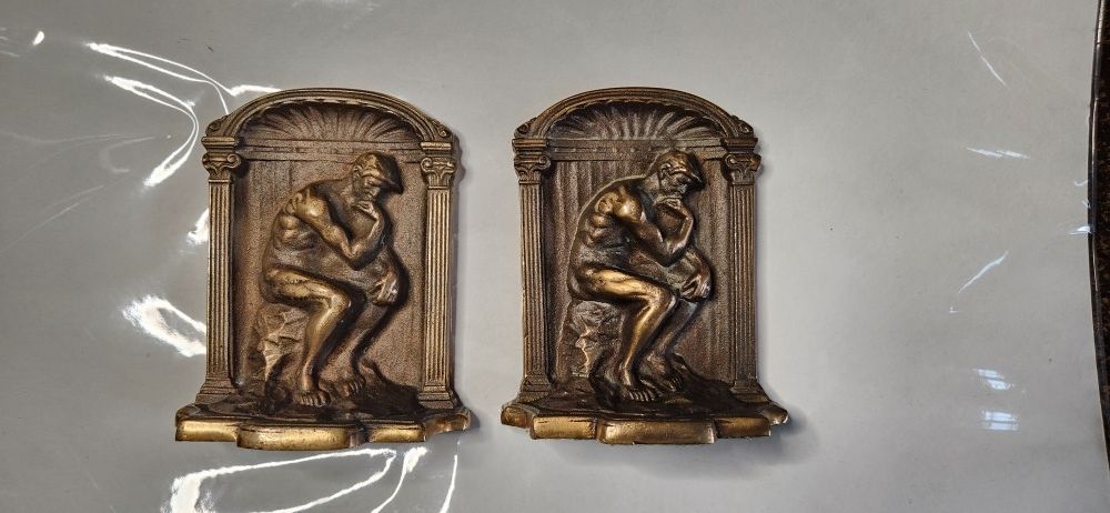 Pair of Solid Bronze Bookends, "The Thinker" - 4lbs 12oz of Solid Bronze!