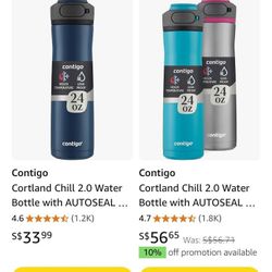 2 New Contigo  chill  Water Bottles 