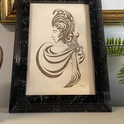 Abstract Original Art Woman Goddess Warrior Portrait 1970s 1980s Art