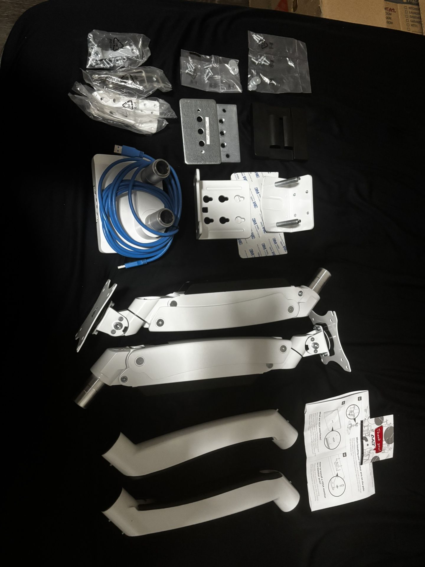 White Dual Monitor Desk Mount