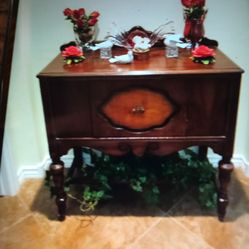 Antique hutch wooden Wheels perfect wood heavy