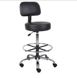 Black Adjustable Drafting Stool with Back Rest
