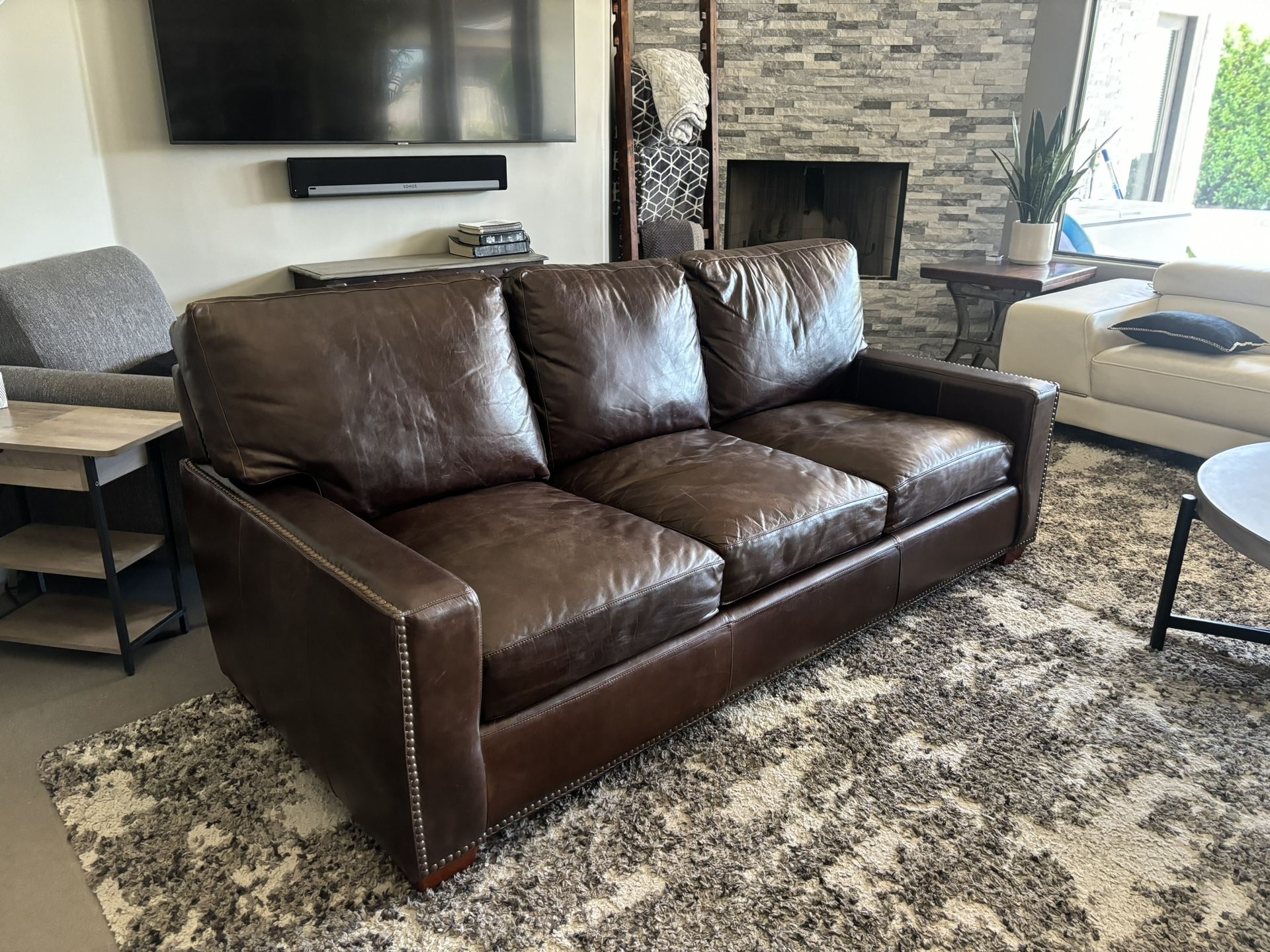 Genuine Turner Brown Leather Couch - Pottery Barn