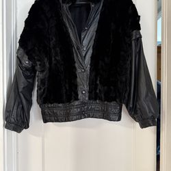 Vintage 1980’s Women’s Black Ranch Mink/Leather Jacket