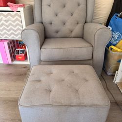 Delta Children Emerson Upholstered Glider Swivel Rocker Chair Grey