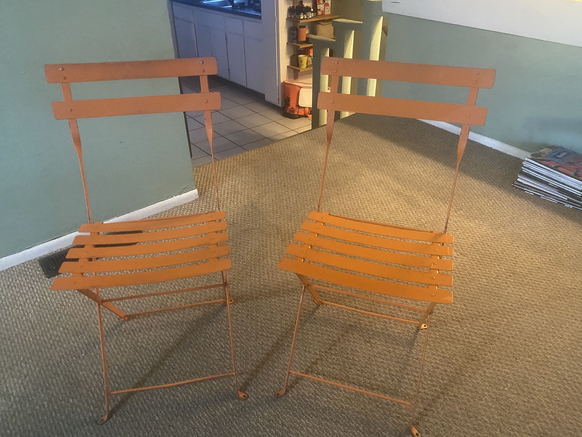Orange Metal Bistro Chairs
