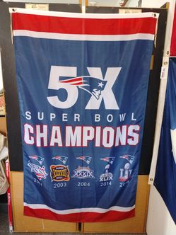 Patriots super bowl five times champion flag