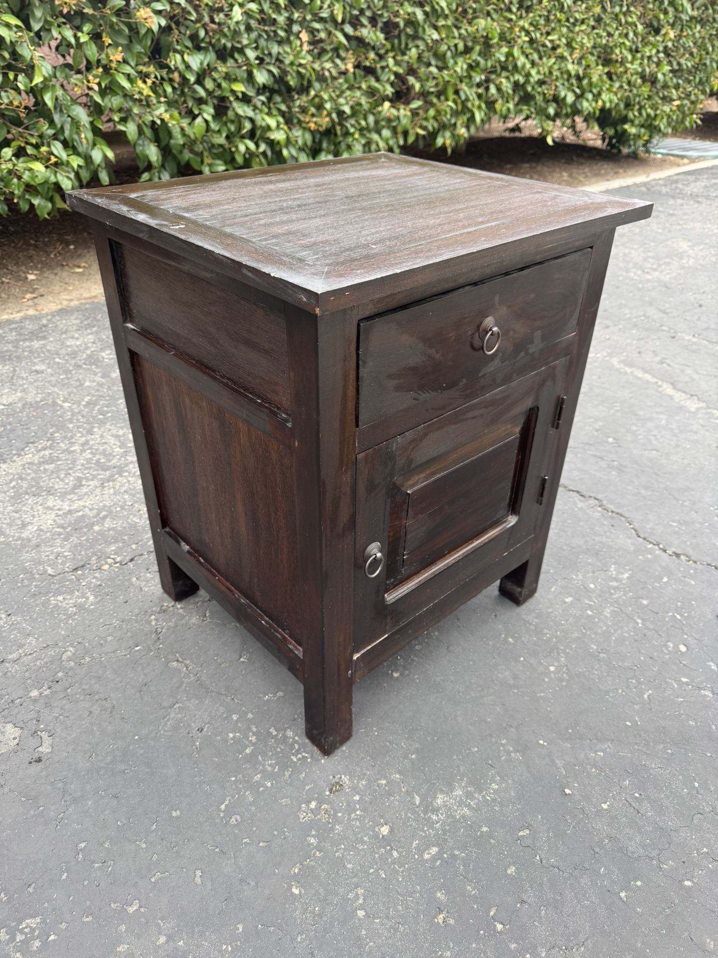 Dark Brown Wood Side Table Coffee Table Nightstand Night Stand With Pull Out Drawer And Storage Compartment