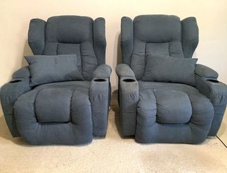 2 Power Lift Sofa Chairs - Heated Massage Electric  Recliner with Super Soft Padding