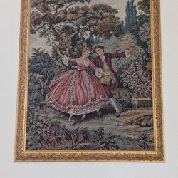 Romantic Dance XV Era Italian Jacquard Wall Tapestry Elegant 15th-Century Art