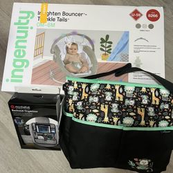 Ingenuity baby bouncer /Diaper bag/car organizer 