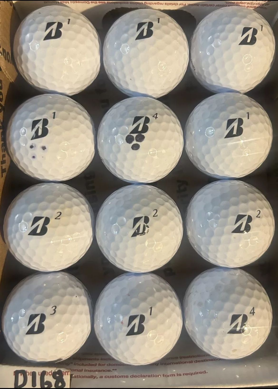 12 Bridgestone MC Distance White Golf Balls 5/4a Lot D168