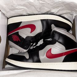 Jordan 1 Mid Black College Grey Gym Red (Women's)