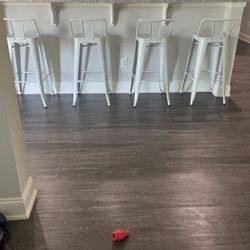 4 White Metal Barstools 30 Inches