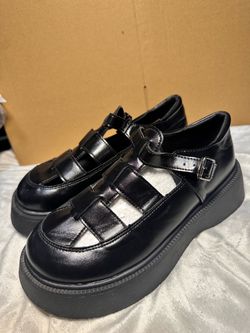 Black leather platform