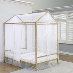 BED FRAME FULL SIZE With  LED lighting / Canopy Bed Full LED/ Cama Matrimonial Como Nueva 