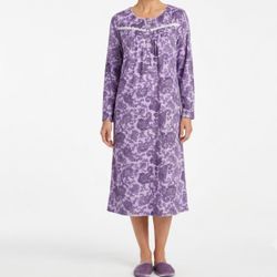 Secret Treasures Whimsigoth Paisley Fleece Nightgown Dress Purple XL