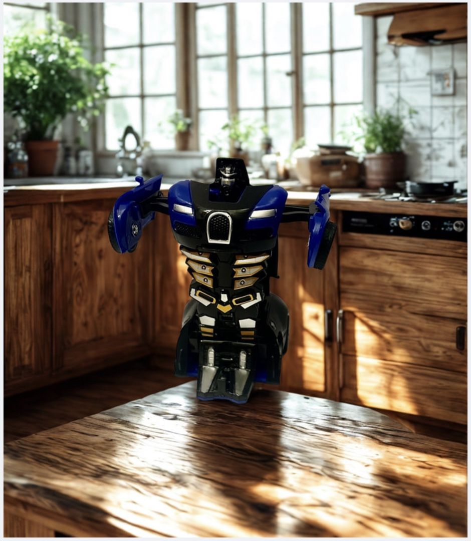 Transforming Blue and Black Toy Car Robot
