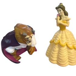 Vintage 1993 Set x2 Disney Beauty and the Beast Belle Plastic Coin Piggy Banks