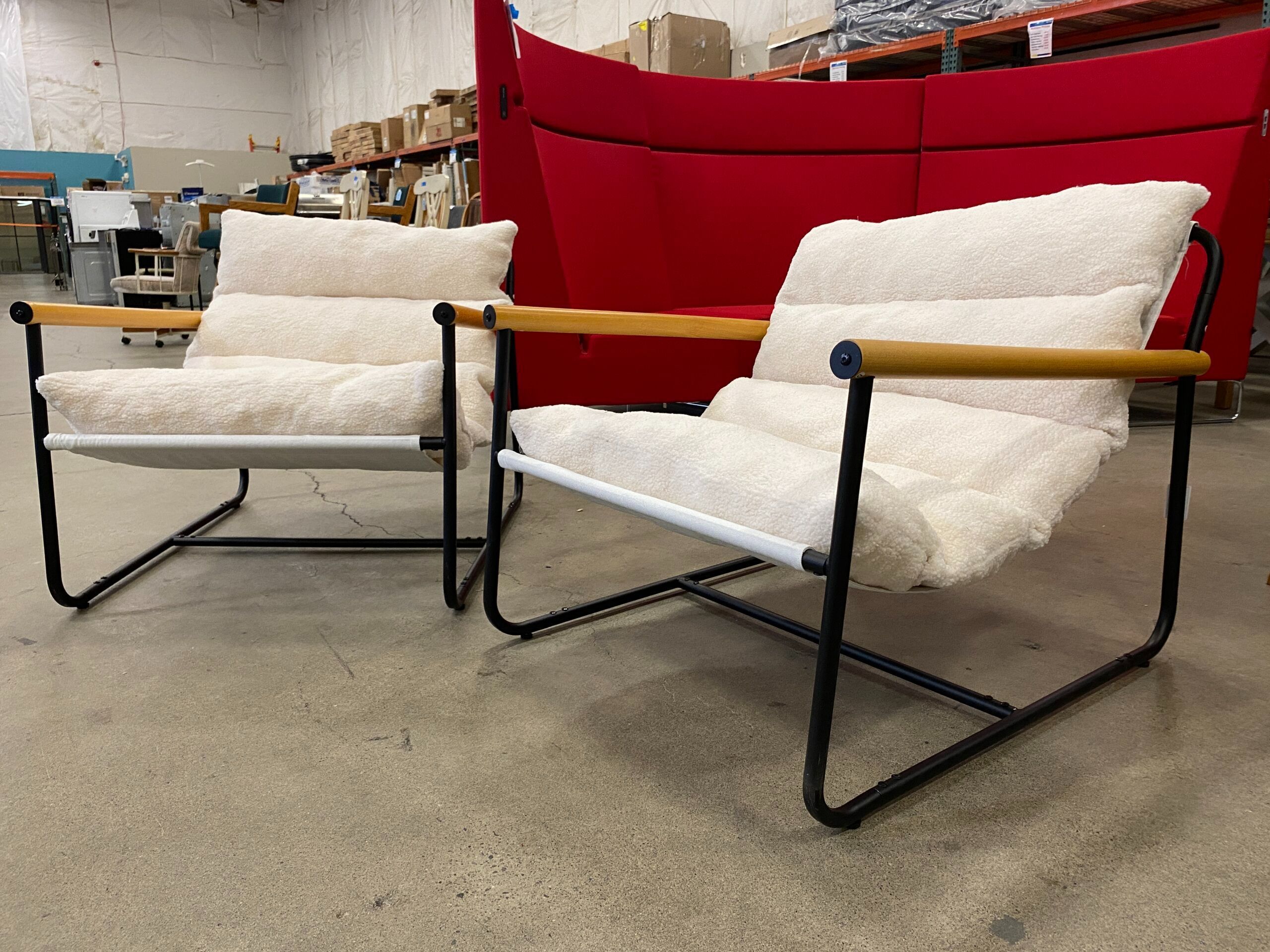 MAX YOYO Beige Accent Chairs with Metal Base and Plush Cushions (Set of 2)