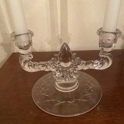 Antique Crystal Double Teardrop Candelabra 