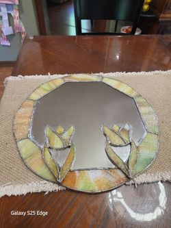 Vintage lead glass tulip mirror