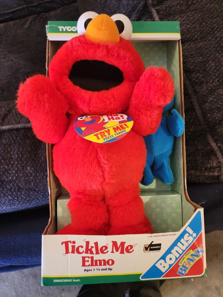 Sesame Street Tyco 1996 Tickle Me Pals Elmo And Cookie Monster