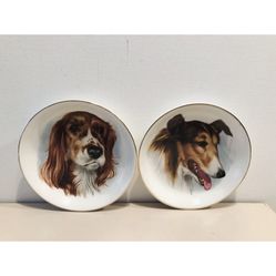 Vintage Crown Staffordshire Dogs Bone China Decorative Plates Made In England