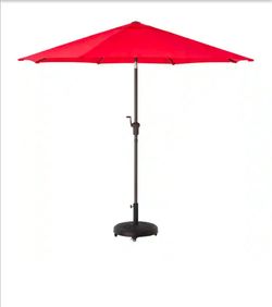 Red Patio Umbrella with Rolling Base