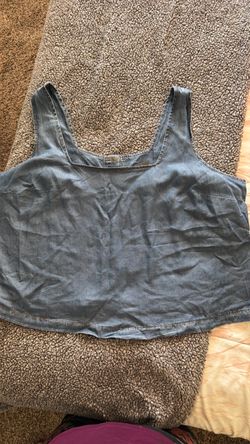 Light Wash Denim Crop Tank Top
