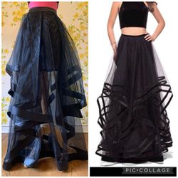 Organza Waterfalls layered maxi skirt black size M