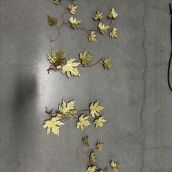 5pc Gold Metal Leaf Wall Art Decor