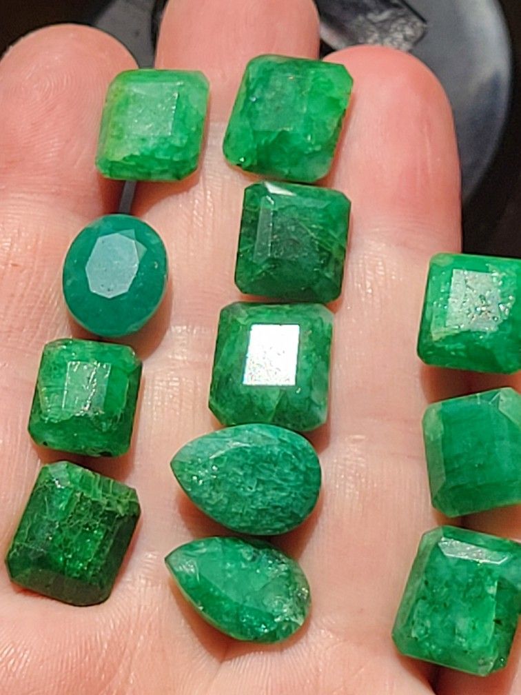 3pcs. Natural Emeralds Random Cuts 10ctw Each