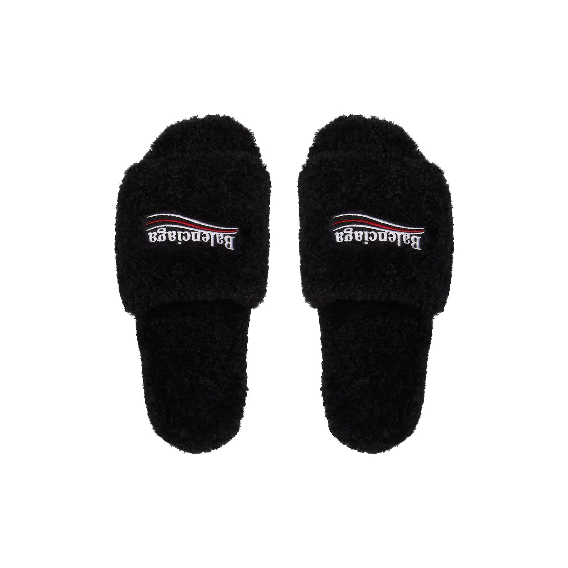 Balenciag Black Fur Slides (Size 9+10)