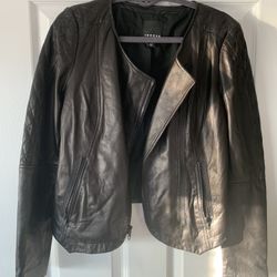 Trouve Leather Quilted Moto Jacket