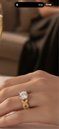 Gold & Silver Toned Cubic Zirconia S925 Ring Size 7
