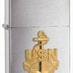 Chrome Navy Anchor Zippo Lighter