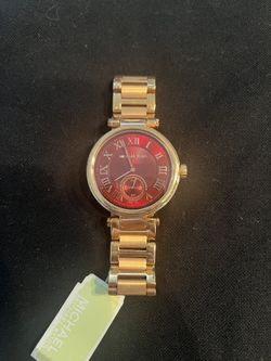 Rose Gold With Wine Red Michael Kors Watch 