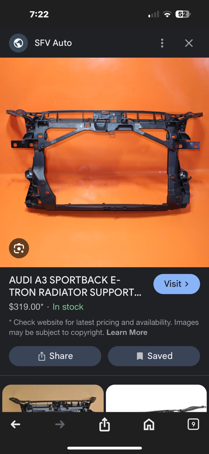 Audi A3 Radiator Support