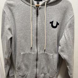 grey true religion zip up