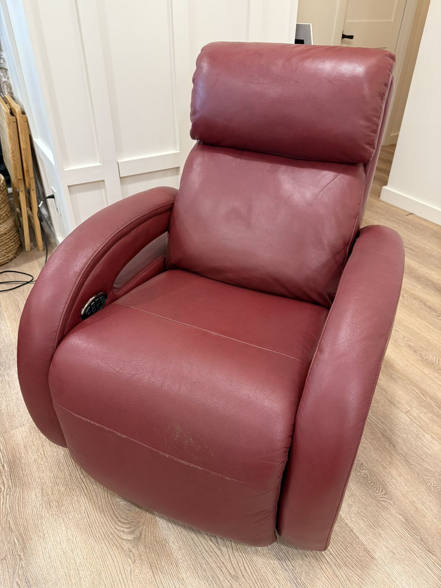 Red Vinyl Electric Recliner Good Condition  
