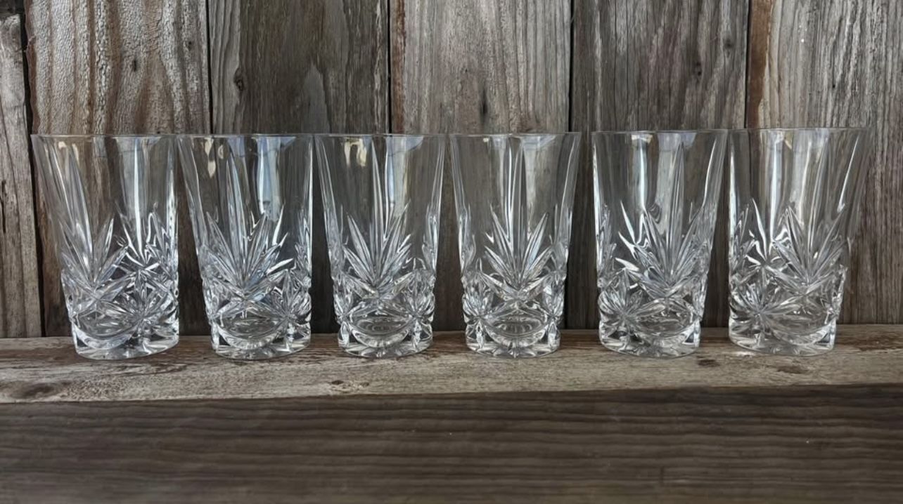 Vintage 1990s Princess House Diamond Crystal Drinking Glasses
