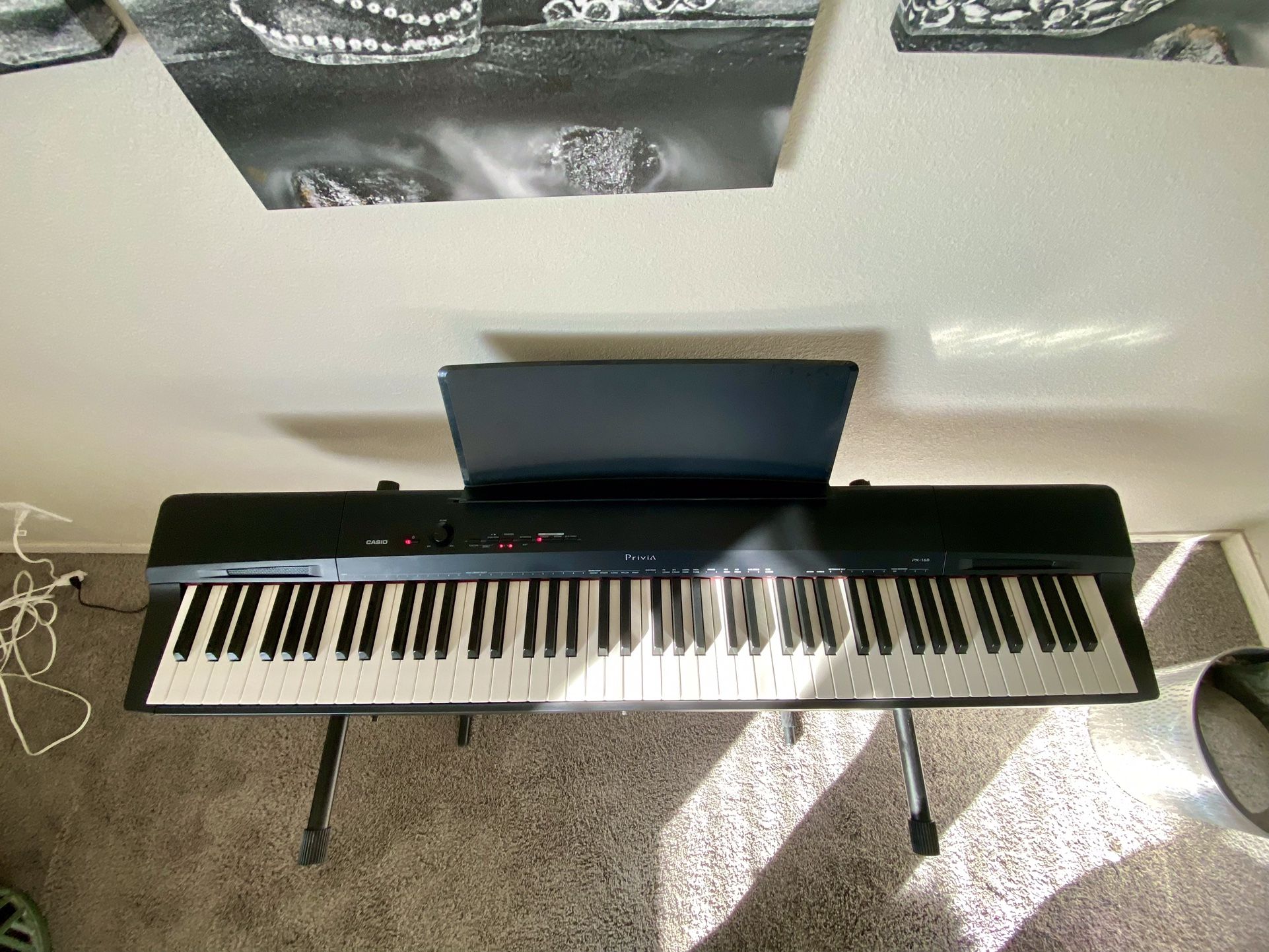 Like New - Casio Privia PX160BK 88-Key Full Size Digital Piano With Stand And Cover